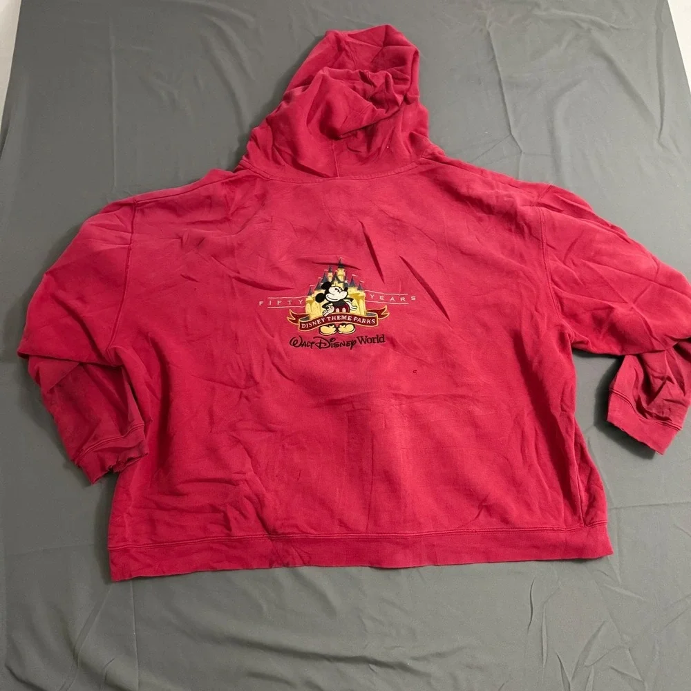 Walt Disney World 50th Anniversary Zip Hoodie Sweatshirt Adult 3XL RARE Red